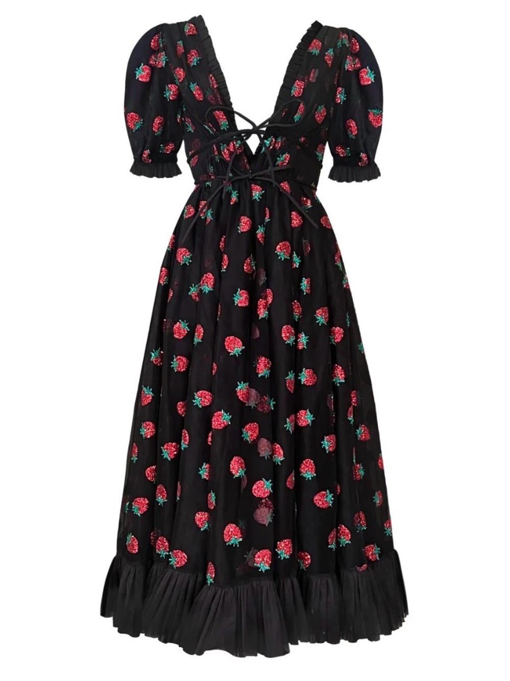 Lirika Matoshi Black Strawberry Dress in XXL